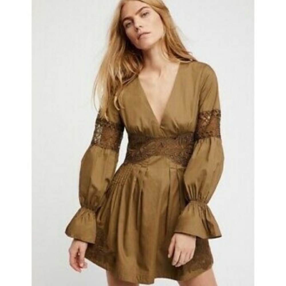 NWT Free People Lindsey mini Taupe dress